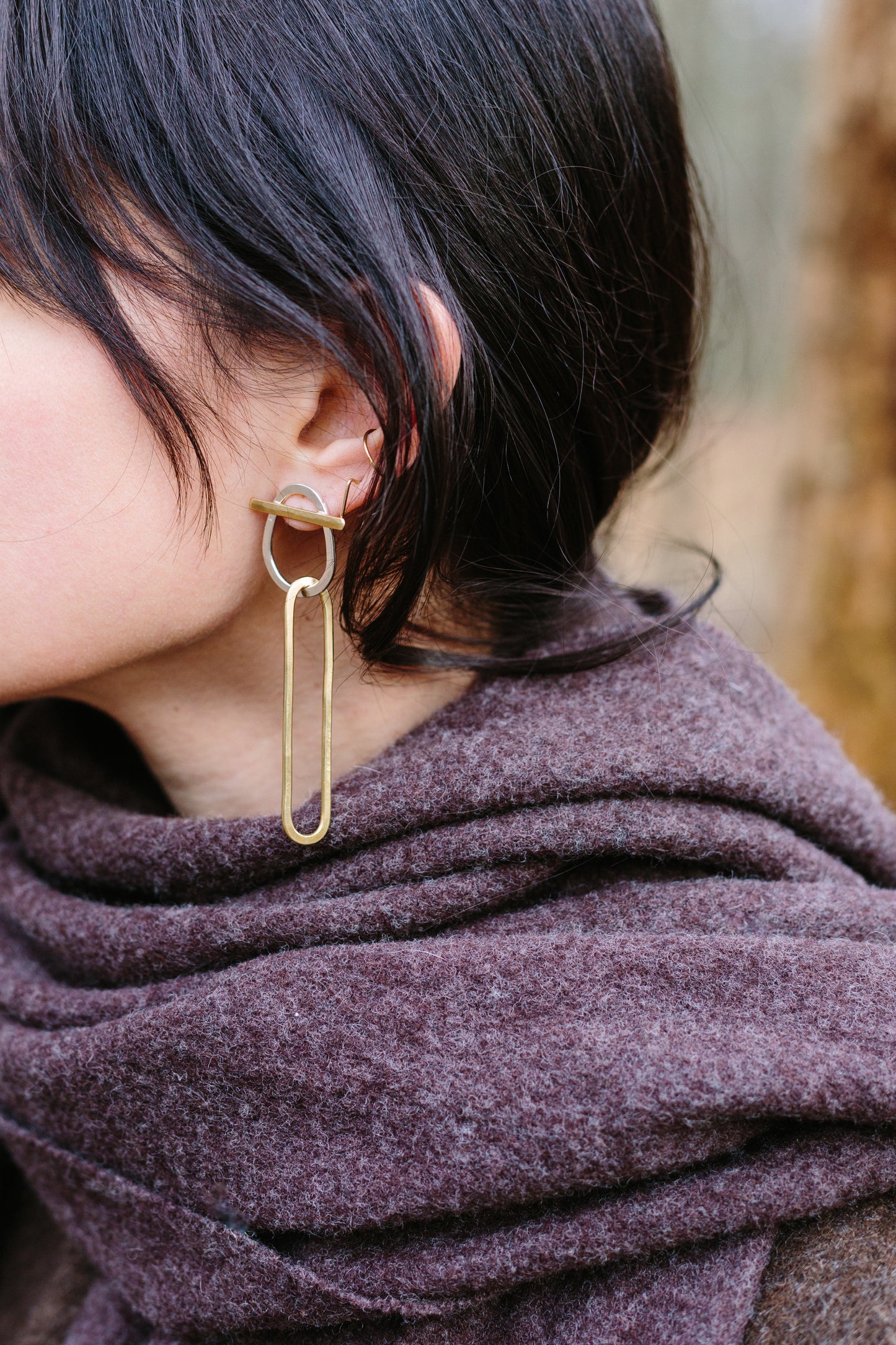Marta Carmina Link Earrings in Silver & Brass