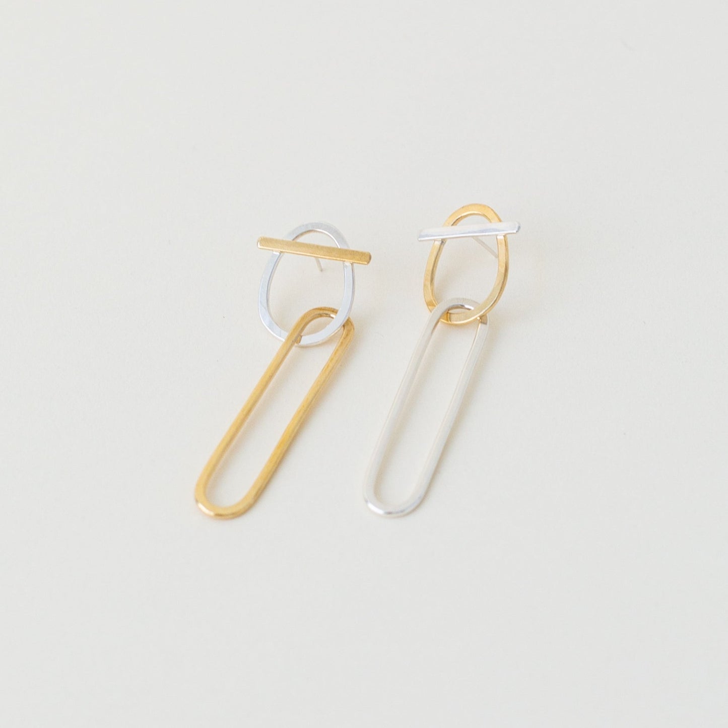 Marta Carmina Link Earrings in Silver & Brass