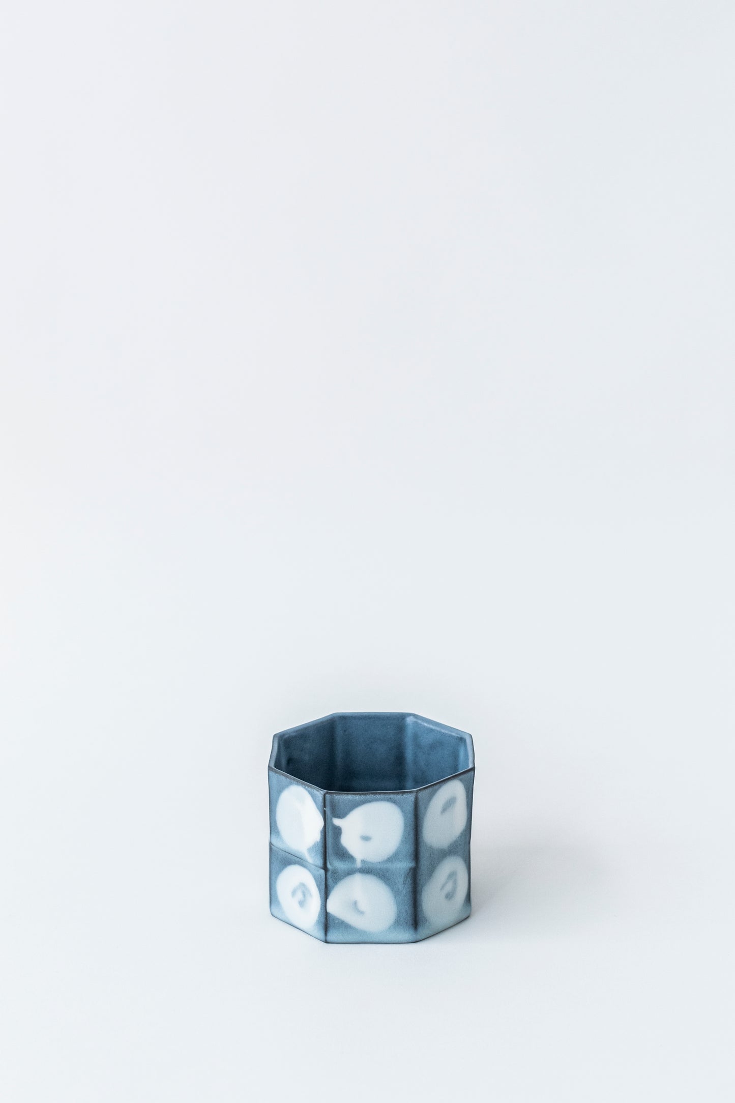 Blue Faceted Dotted Cup