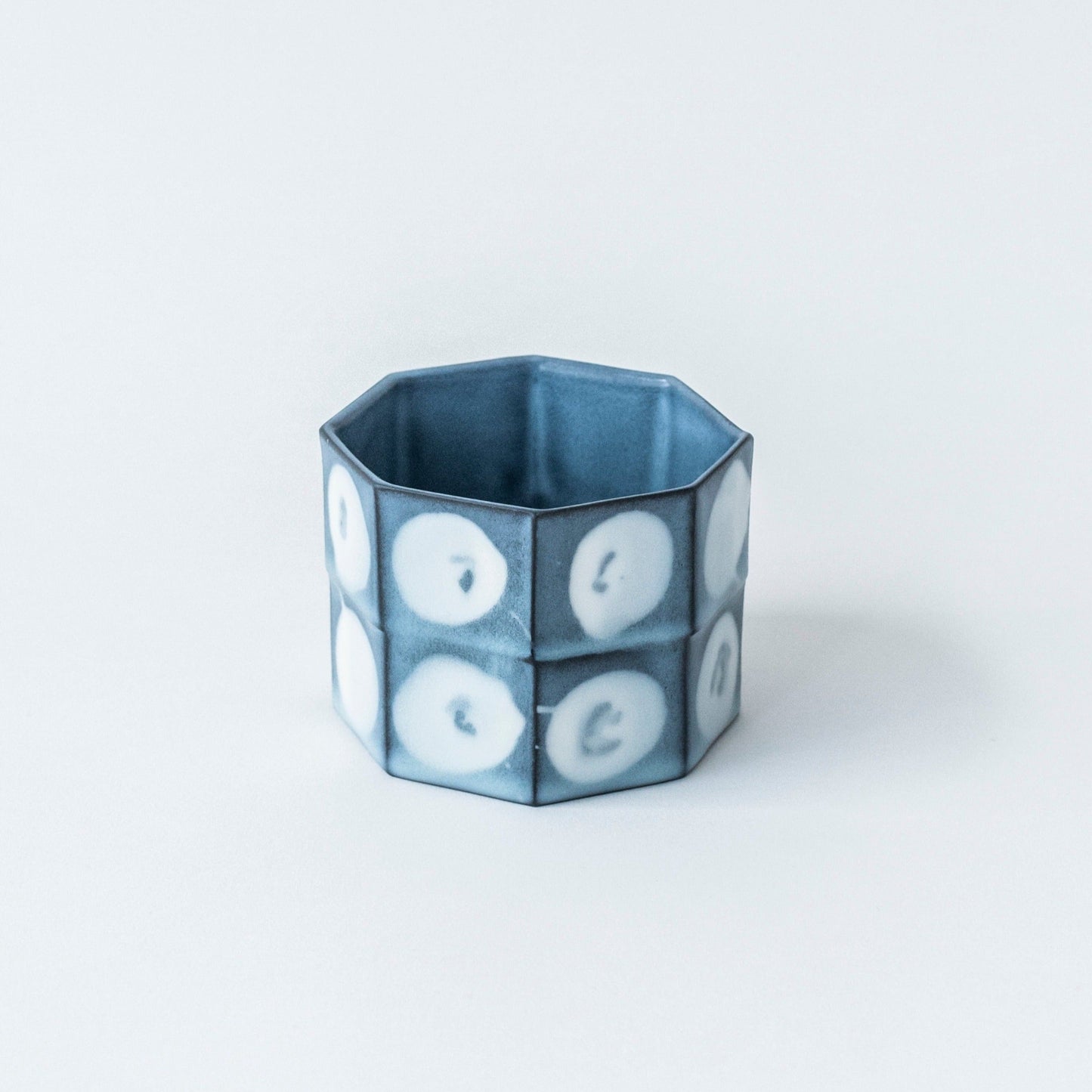 Blue Faceted Dotted Cup
