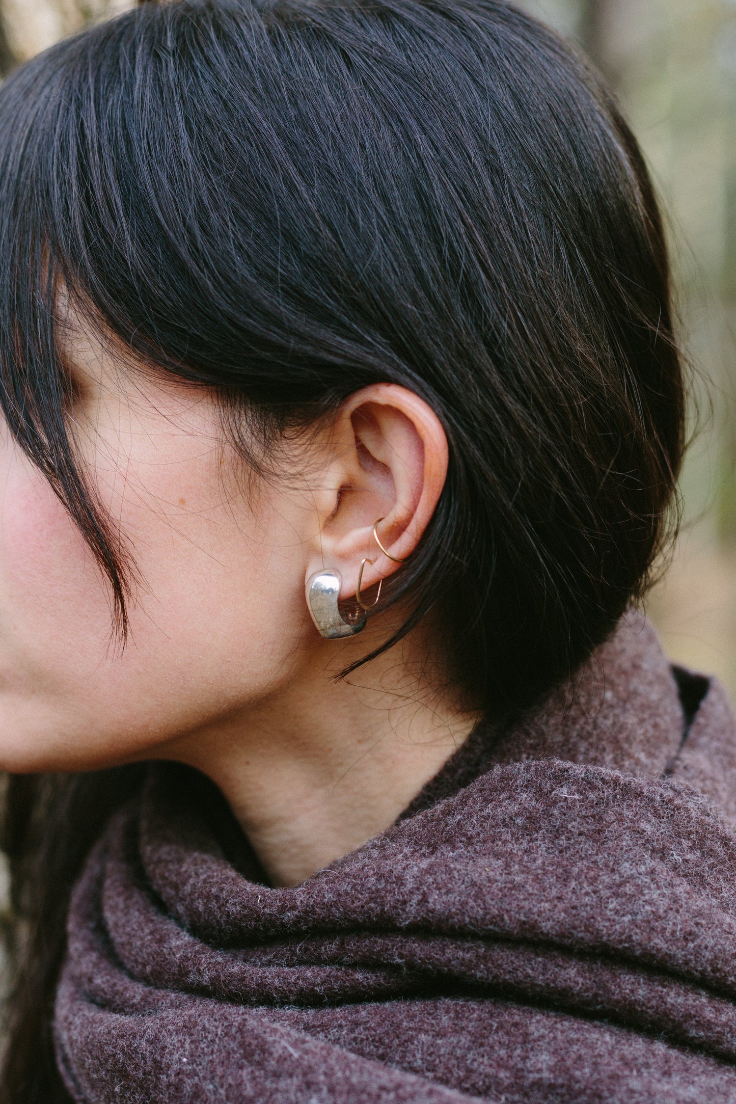 Veggie Hoop Studs in Silver