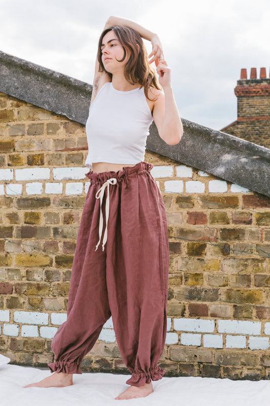 Pierrot Pants in Plum Linen