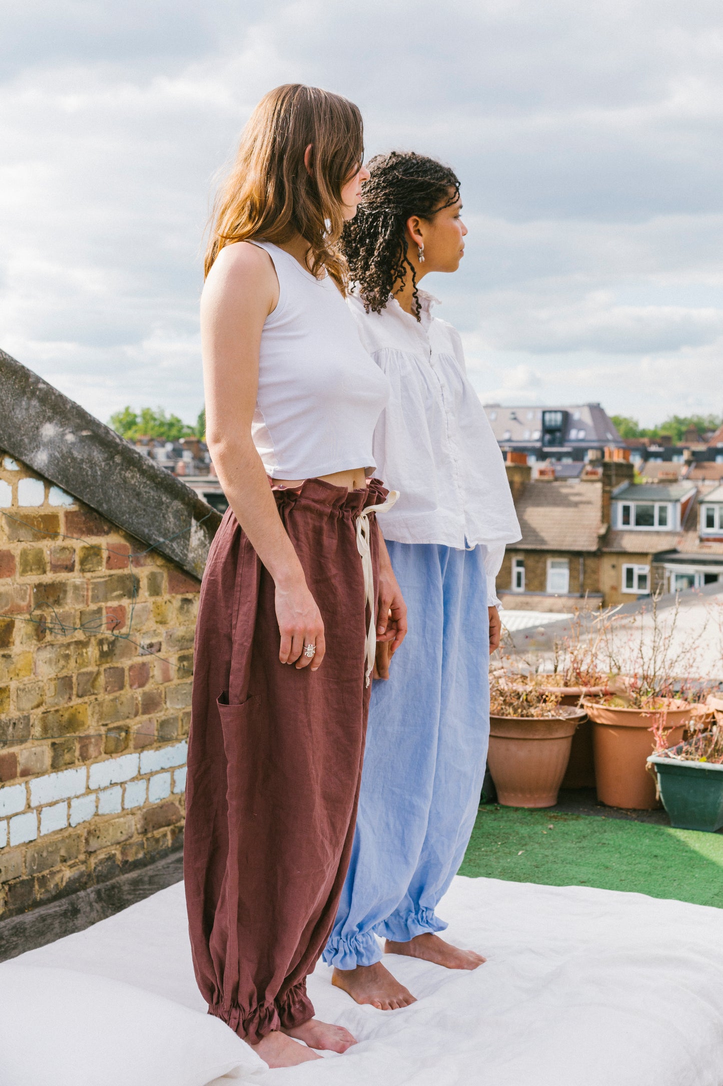 Pierrot Pants in Cornflower Linen