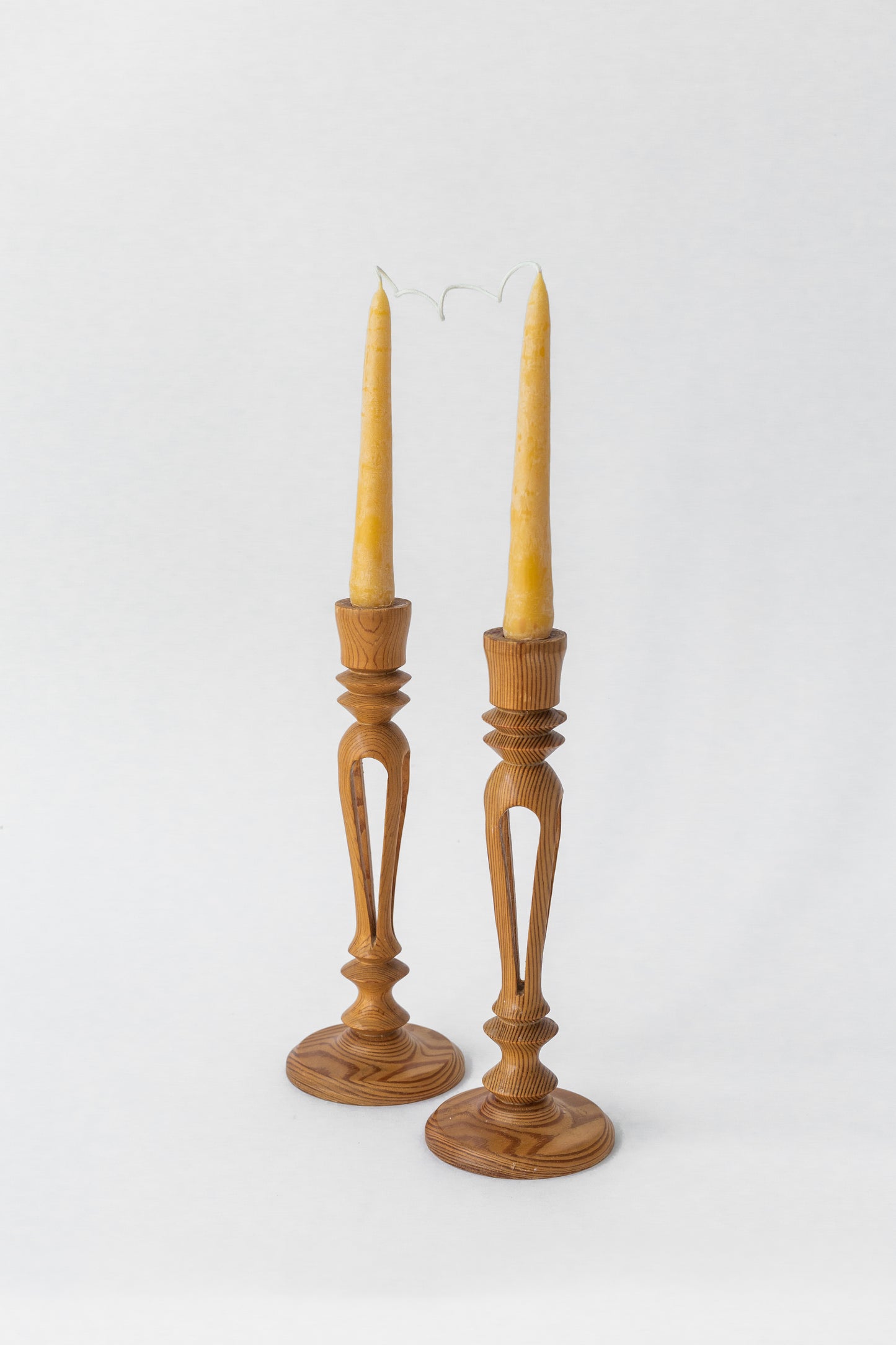 Carved Pine Candlesticks