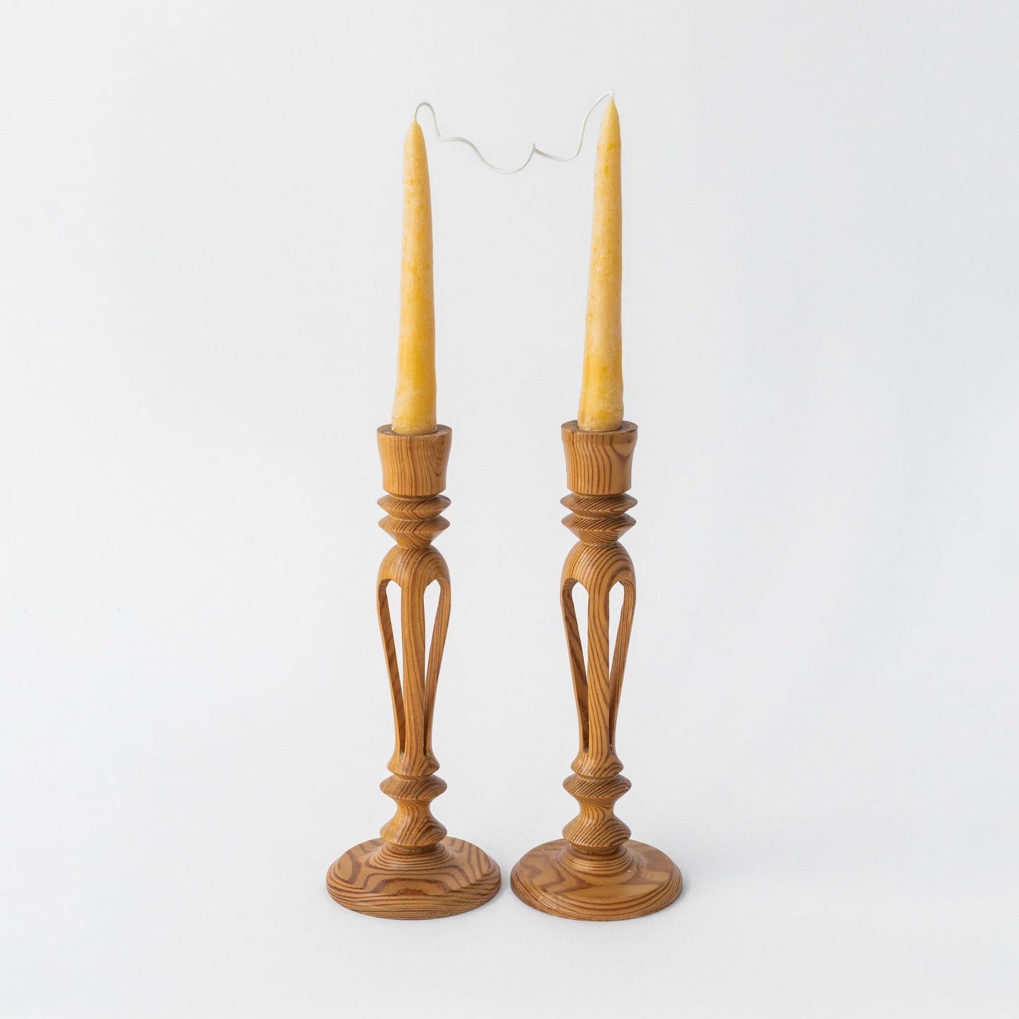 Carved Pine Candlesticks