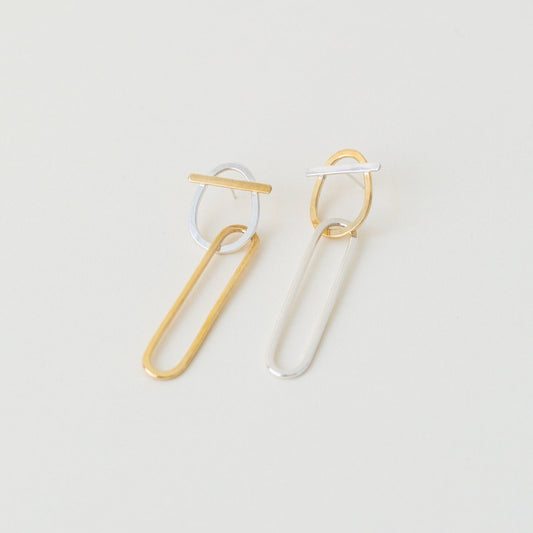 Marta Carmina Link Earrings in Silver & Brass