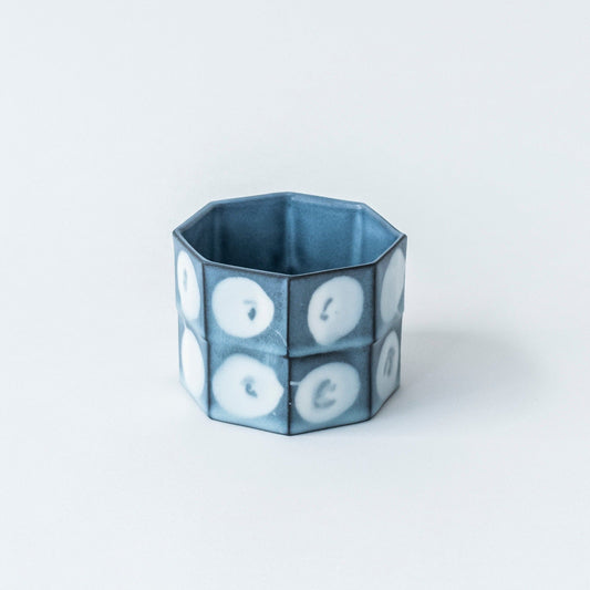 Blue Faceted Dotted Cup