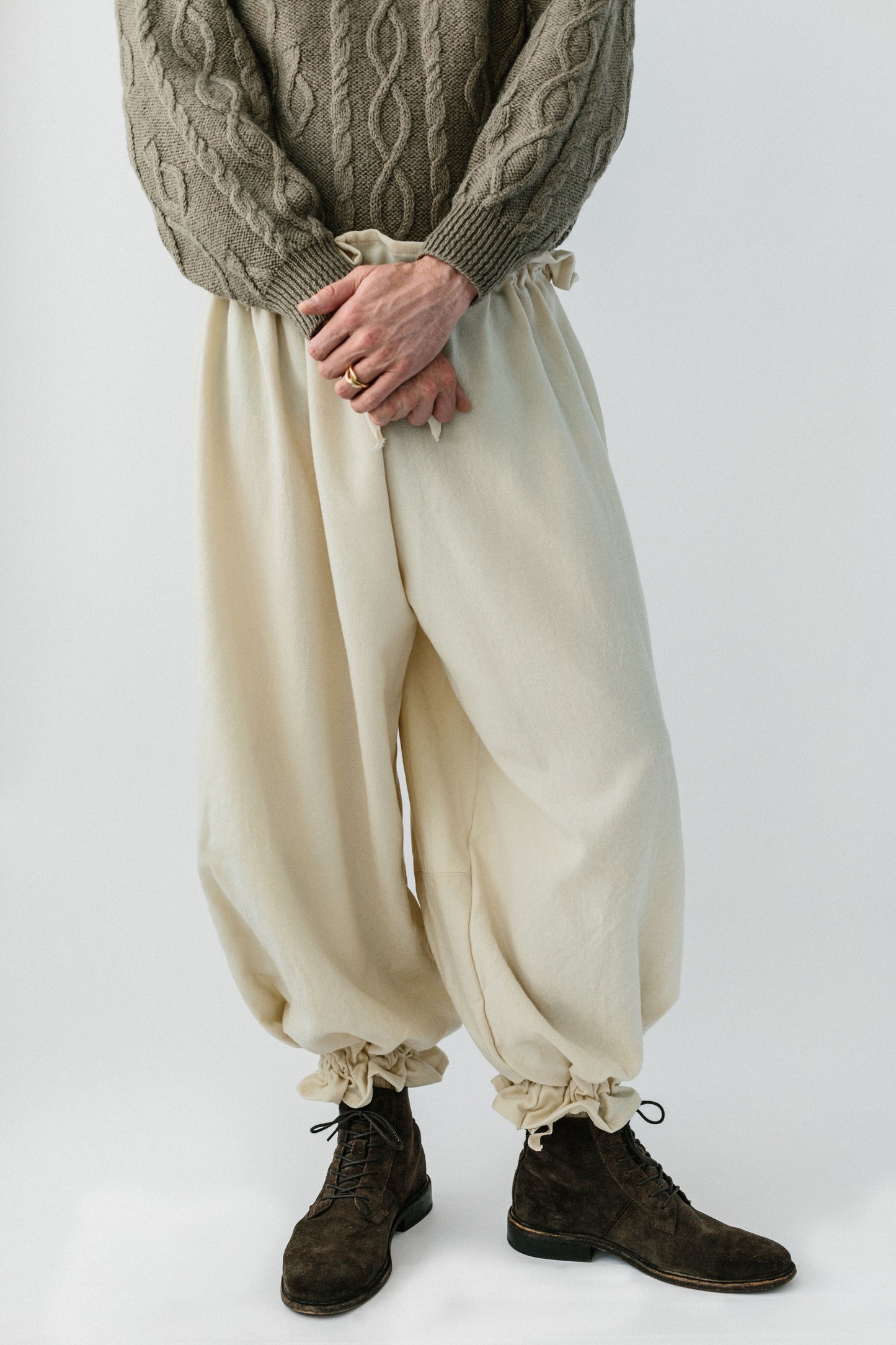 Pierrot Pants in Cream Wool